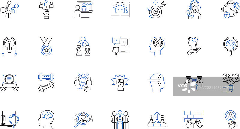 职员检查线条图标集合评估图片素材