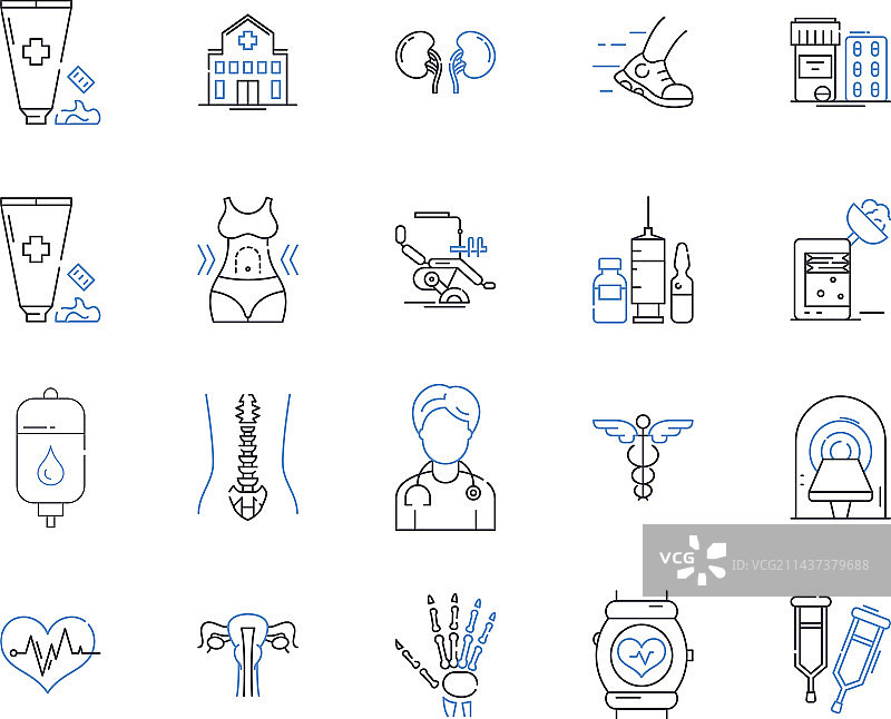 拔罐疗法线条图标合集图片素材