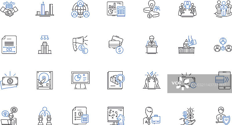 经纪公司交易线条图标合集图片素材