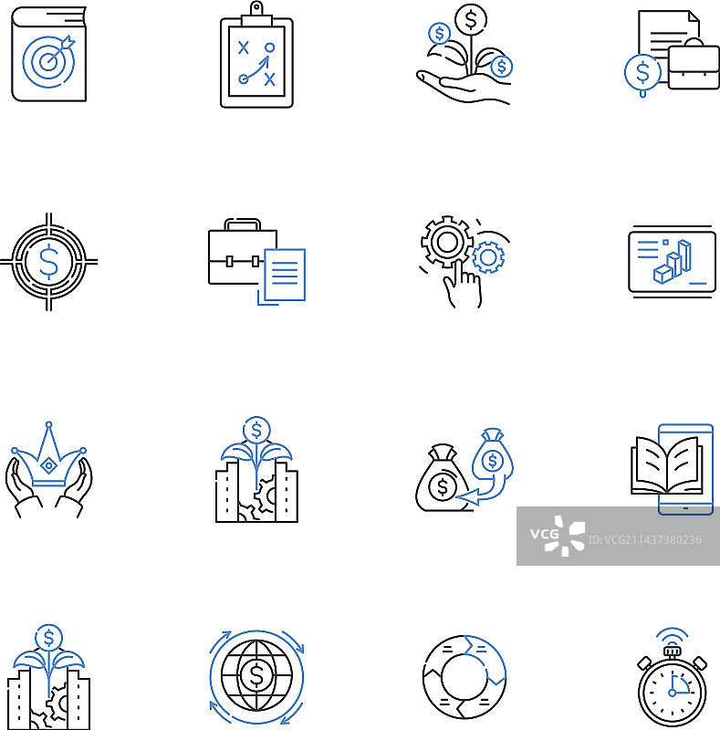 现金流线性图标集合：收入与支出图片素材