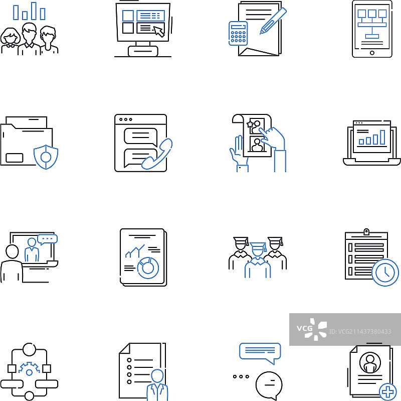 社论写作线性图标合集图片素材