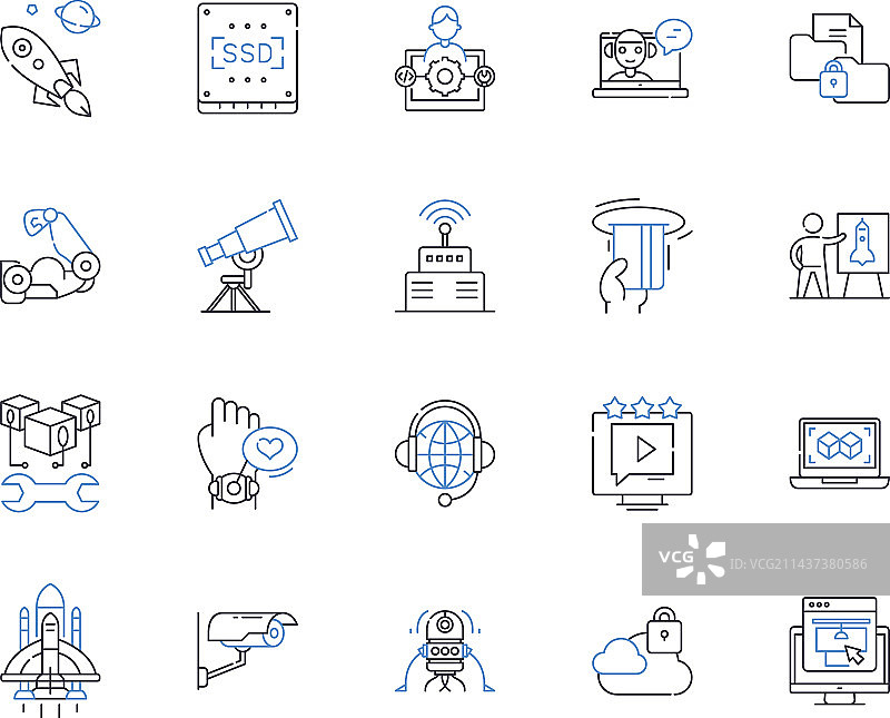 增强学习线性图标集合图片素材