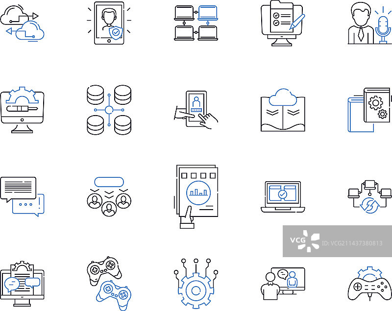智能手机信息设备线性图标合集图片素材