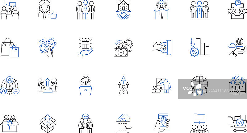 商业分析数据线性图标合集图片素材