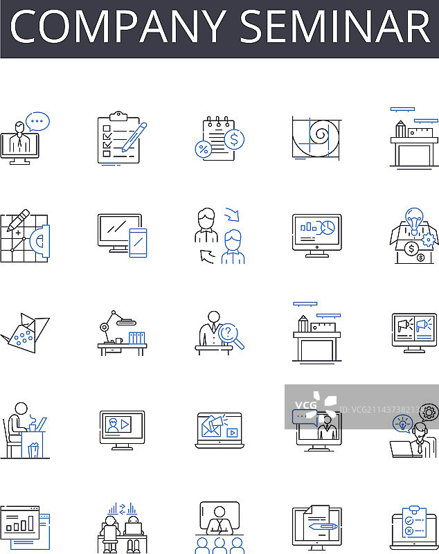 商务公司研讨会线性图标集图片素材