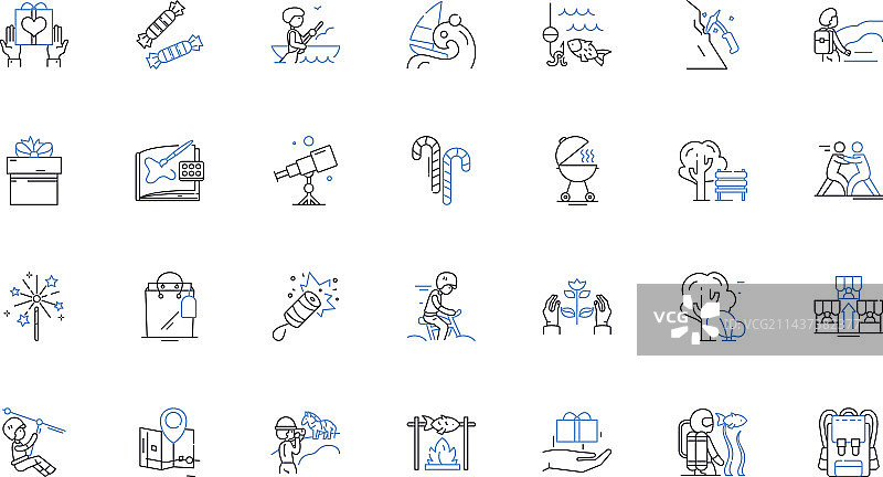 专注思考线图标集合图片素材