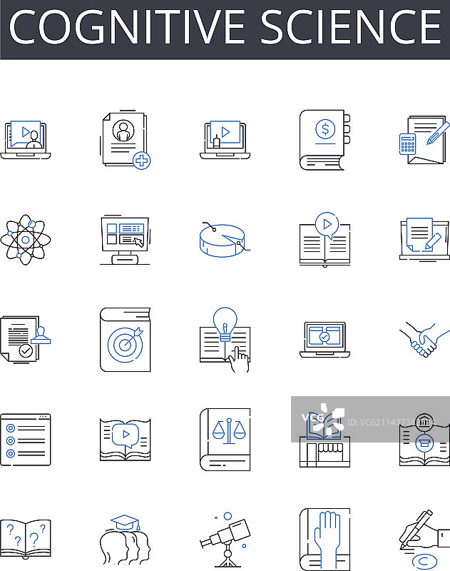 认知科学线性图标量子合集图片素材