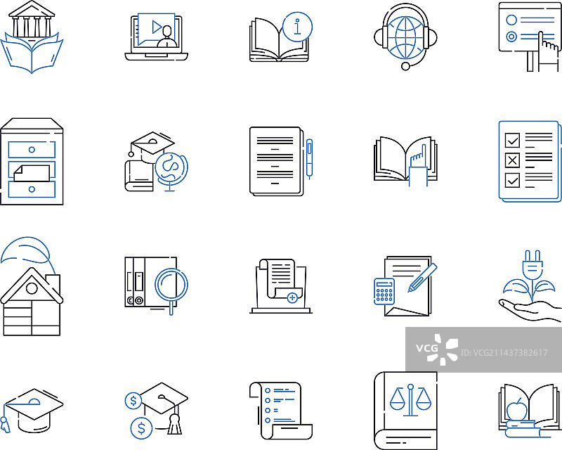 摇滚音乐线性图标合集图片素材