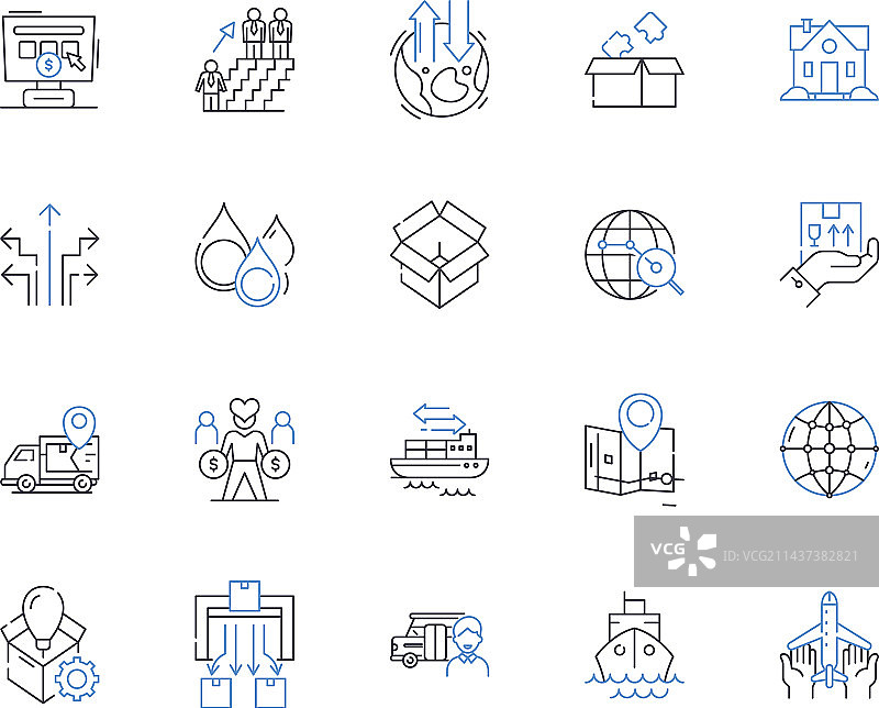 货运运输线性图标集图片素材