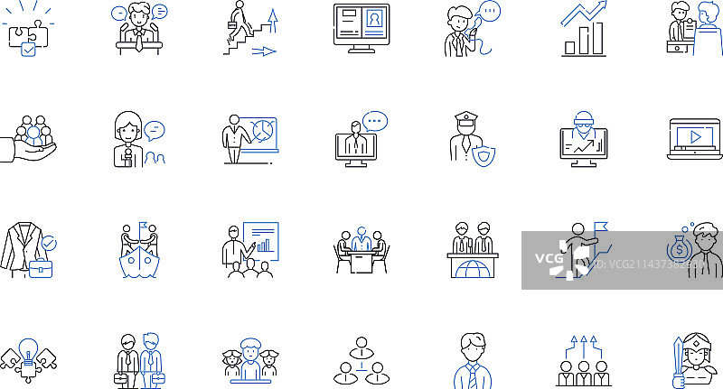 官员和贸易线图标集合权威图片素材