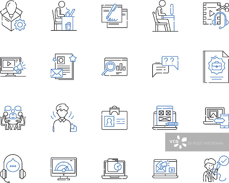 分开的同事线条图标合集图片素材