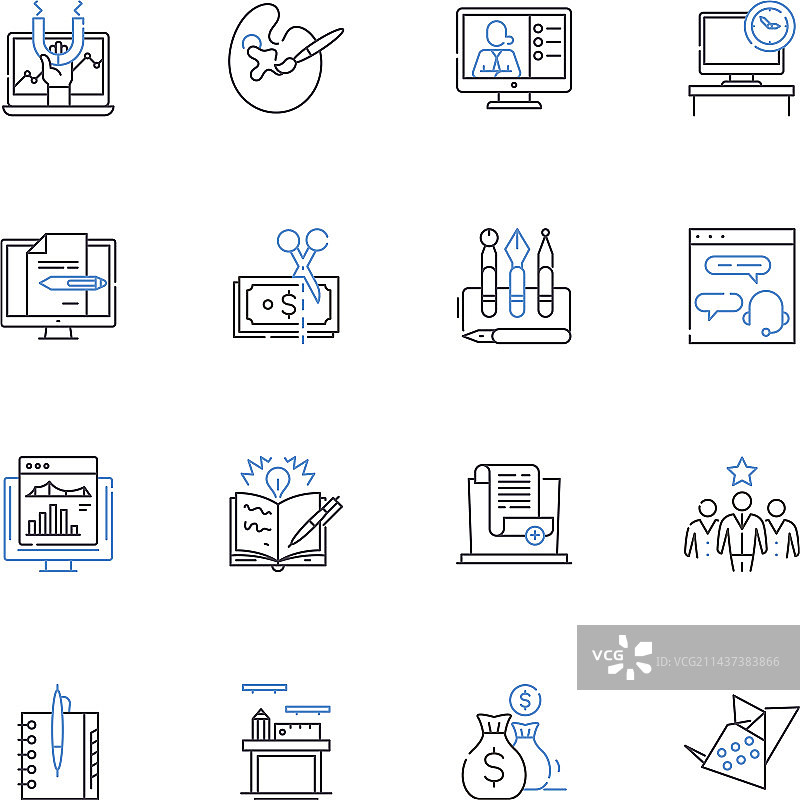 焦点小组意见系列线性图标图片素材