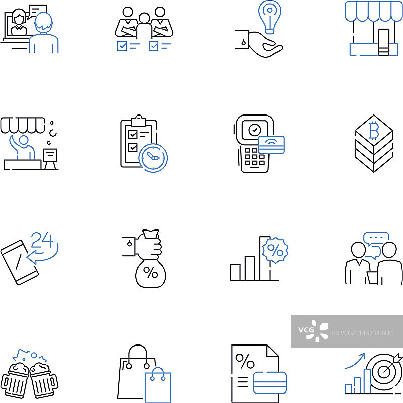 财富系列线性图标图片素材