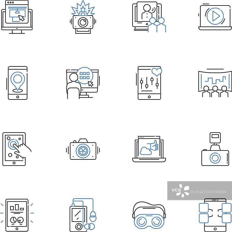 独立电影线性图标合集图片素材