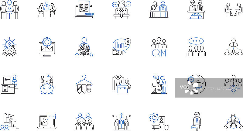 权力机构管理线性图标集图片素材