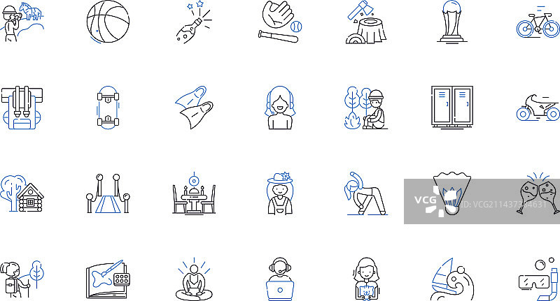 游戏骑行消遣线性图标合集图片素材