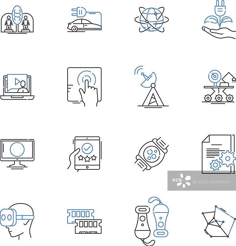 电子市场线性图标合集图片素材