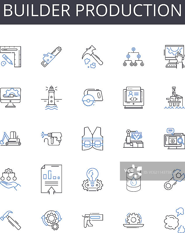 建筑工人生产线图标系列图片素材