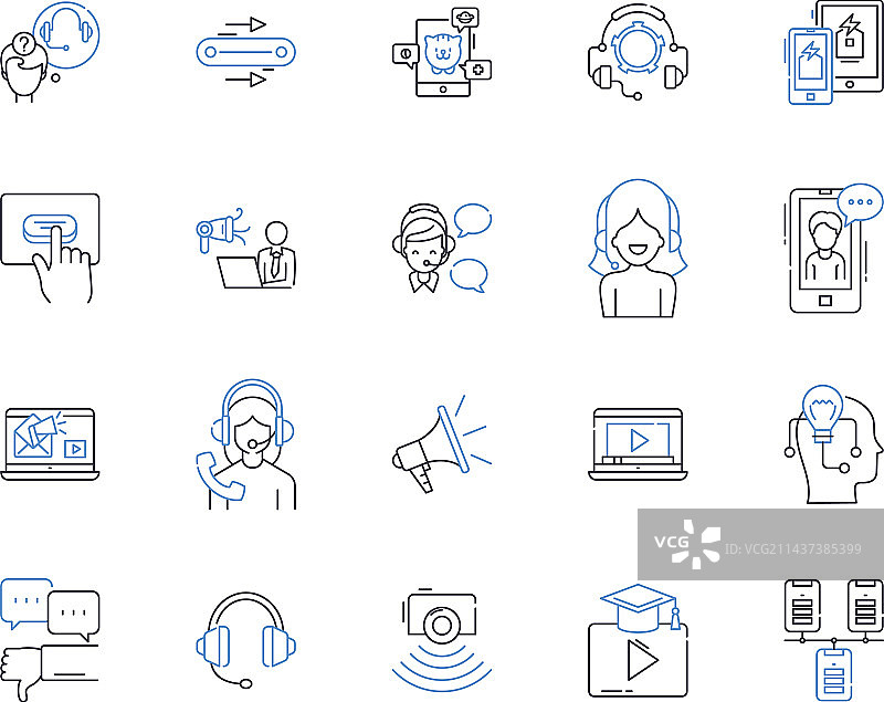 网页浏览线性图标集合图片素材