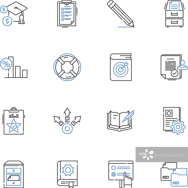 笔记工具线性图标合集图片素材
