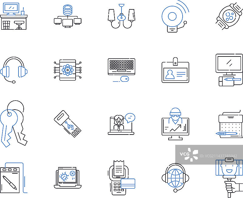数字线条图标集合：在线科技图片素材