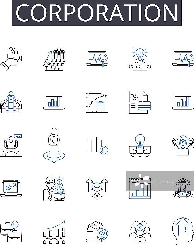 公司业务线条图标合集图片素材