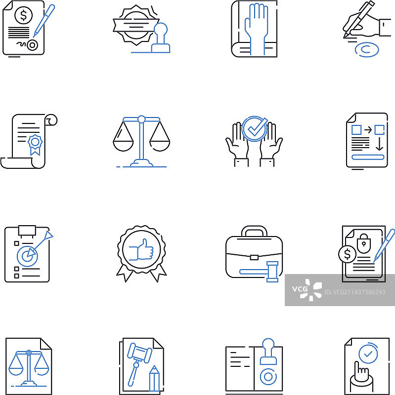 法律法官法院线条图标合集图片素材