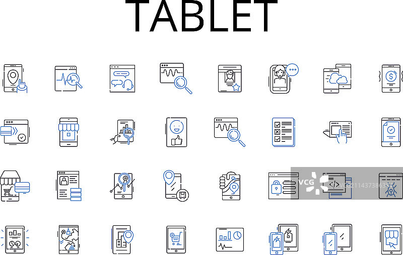 平板电脑无线系列线性图标图片素材