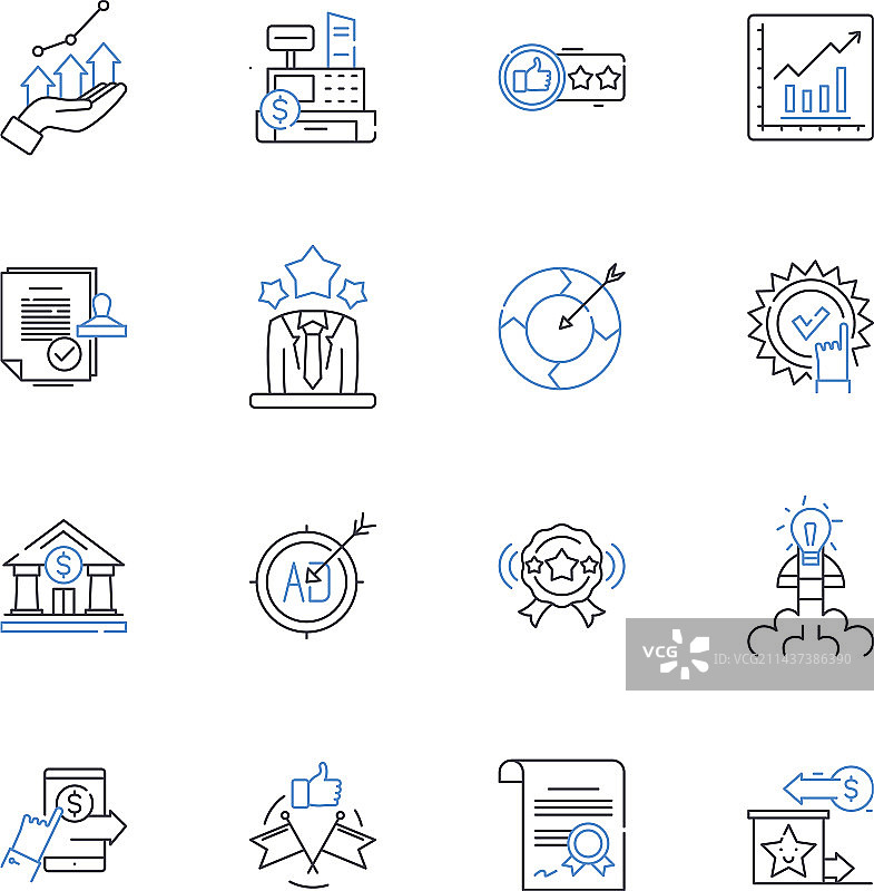 协作授权线性图标合集图片素材