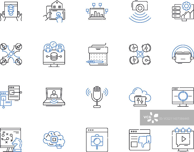 信息数据线图标集合分析图片素材
