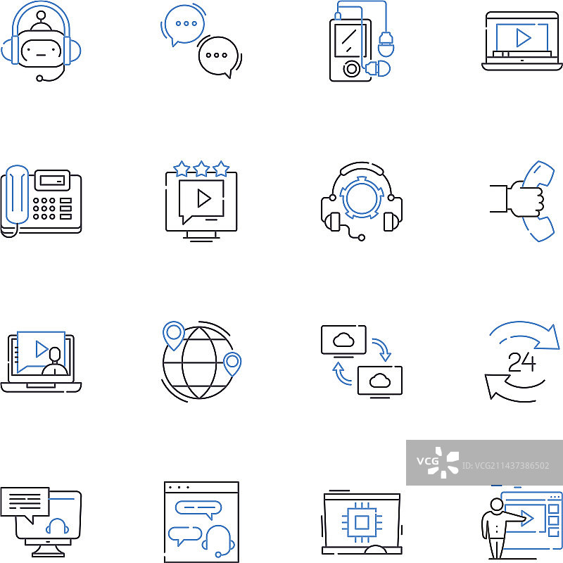 卫星通信线路图标合集图片素材