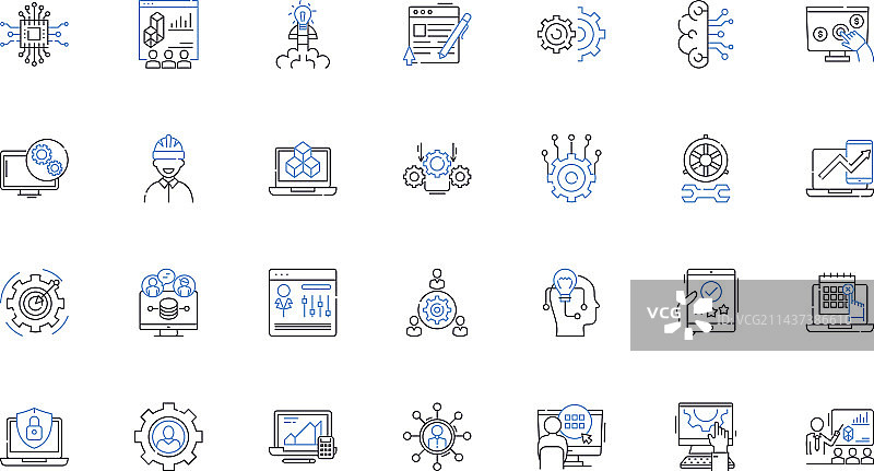信息安全线性图标合集图片素材