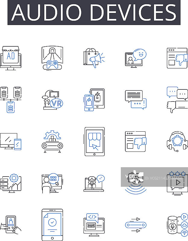 经典音频设备线性图标系列图片素材
