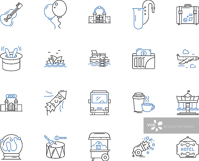 流浪汉线性图标合集图片素材