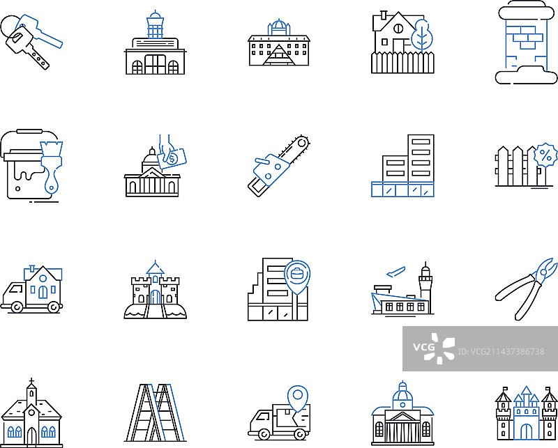 建筑技术线性图标合集图片素材