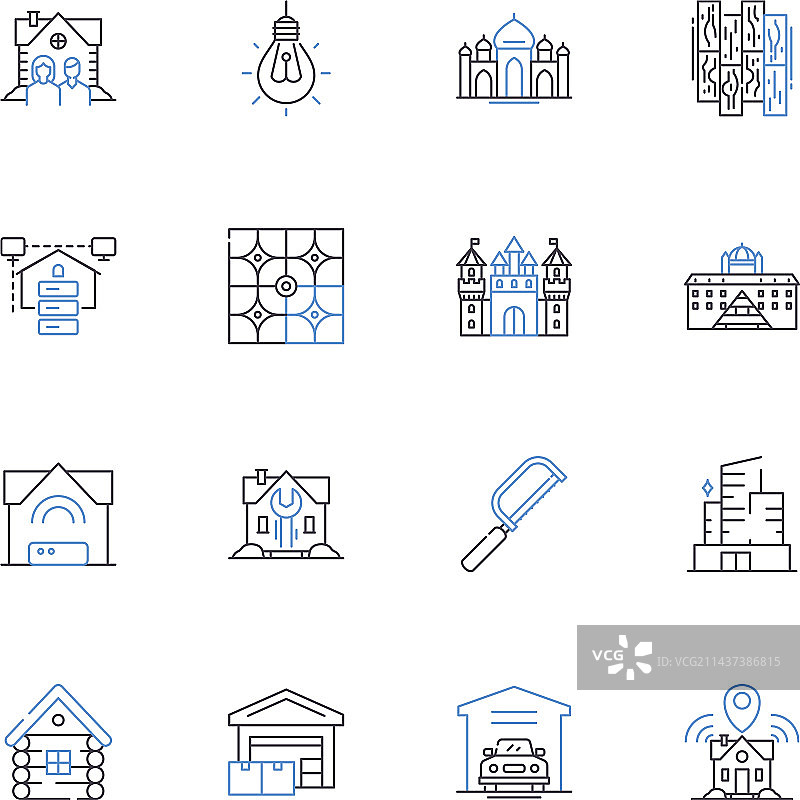 筒仓线性图标合集：存储与收获图片素材