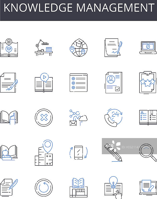 知识管理线性图标集合图片素材