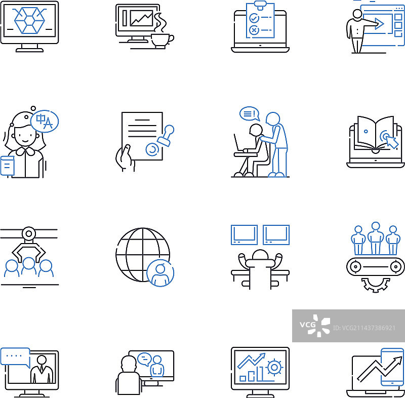 公司团队合作线性图标图片素材