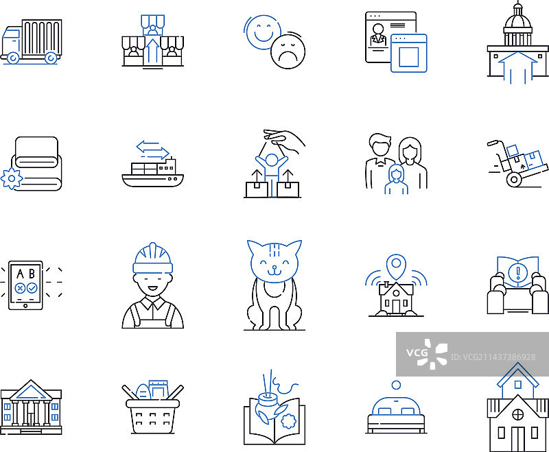 高效农业线性图标合集图片素材