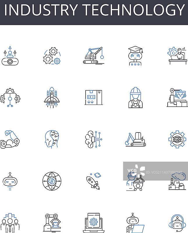 工业技术线性图标合集图片素材