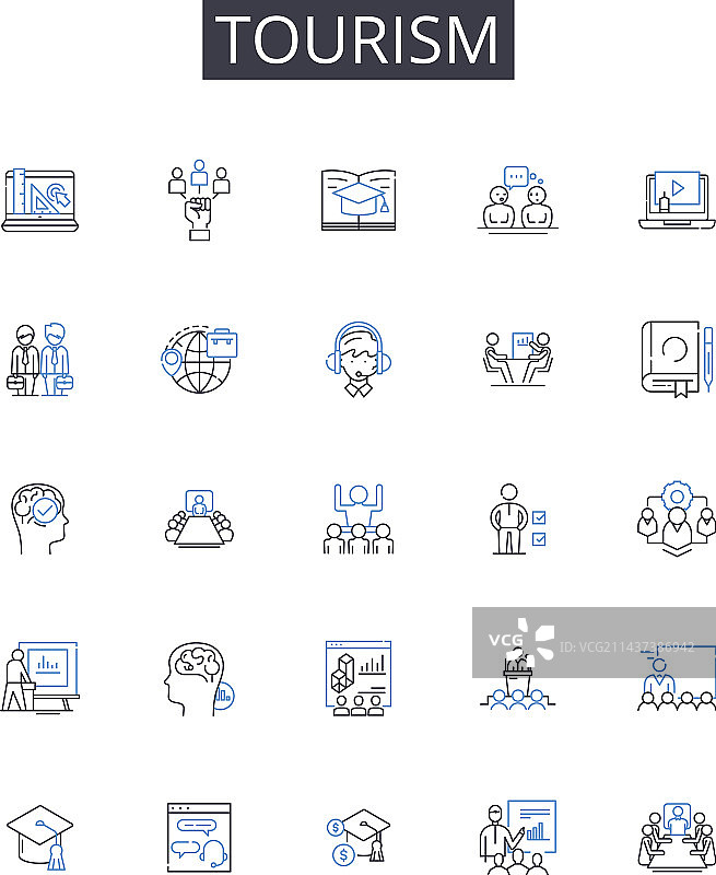 旅游线性图标合集：旅游业图片素材
