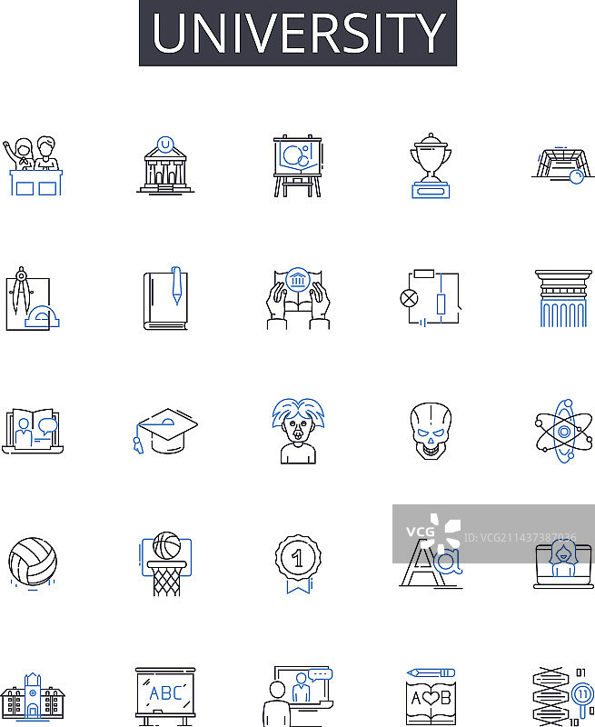 大学线性图标合集图片素材