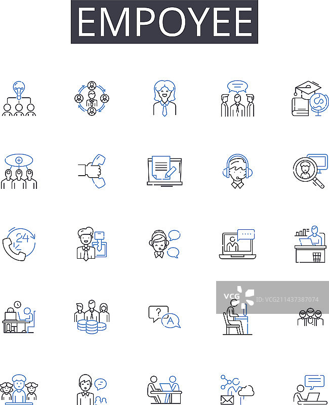 团队成员员工线条图标合集图片素材
