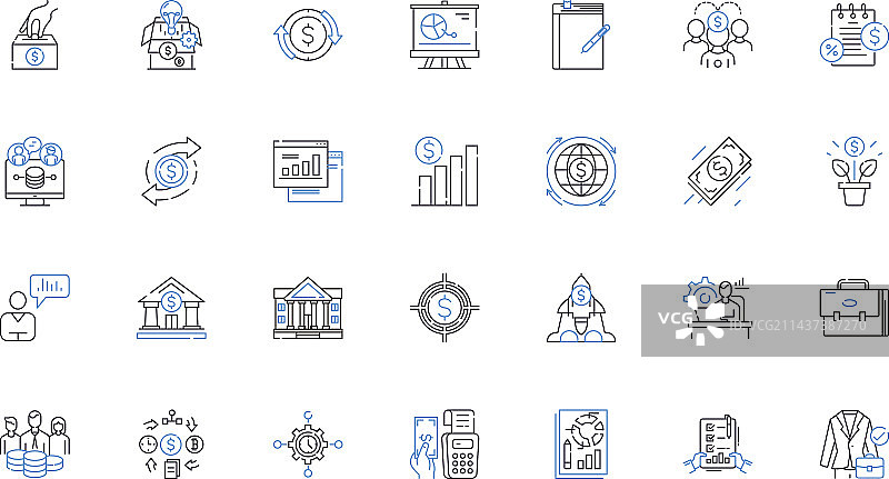 保险线条图标合集：保障与保费图片素材