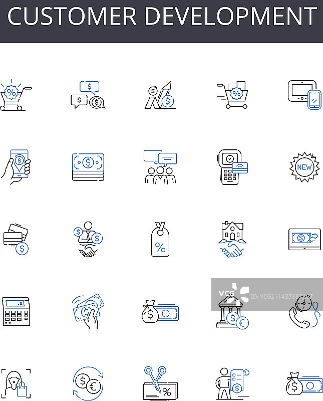 客户发展线性图标集合图片素材