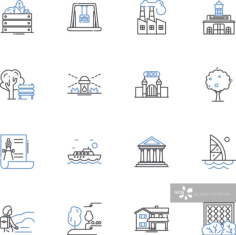 海滨风光线性图标系列图片素材