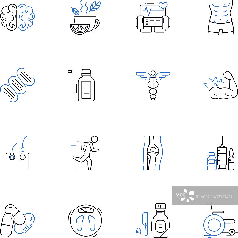 健康养生线条图标合集图片素材