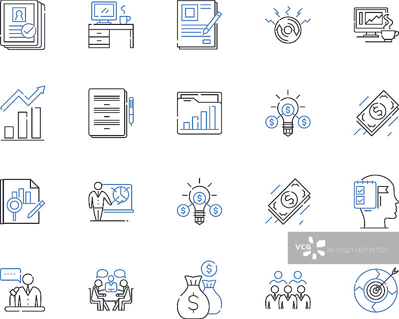 预算评估线性图标合集图片素材