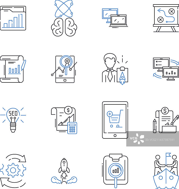 供应增长线条图标合集图片素材