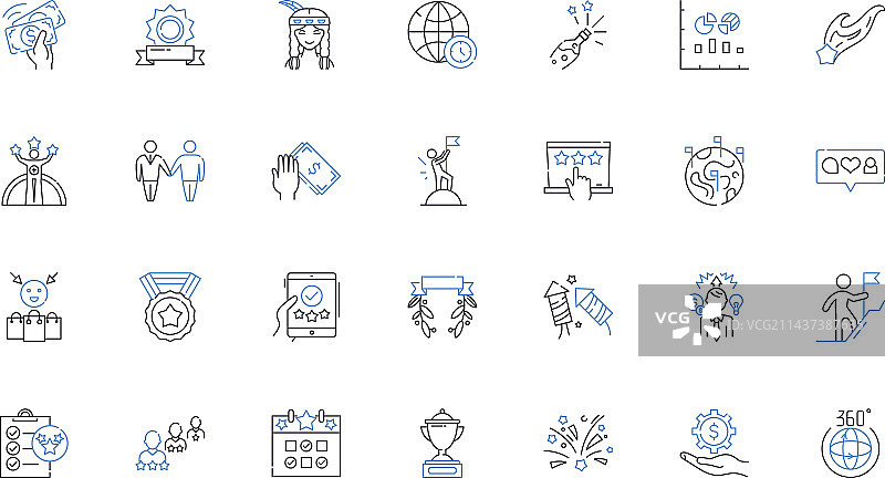 胜利主题线性图标图片素材